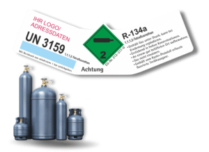 botella de gas con etiqueta de descuento