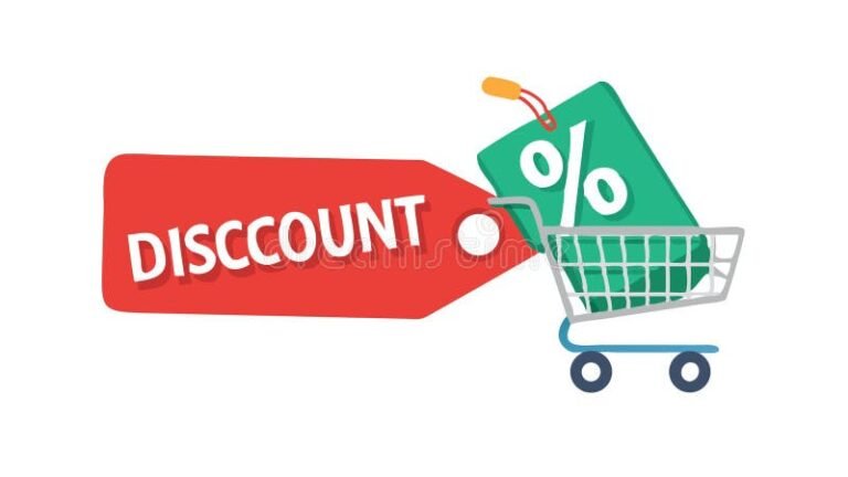 carrito de compras con cupones de descuento coloridos