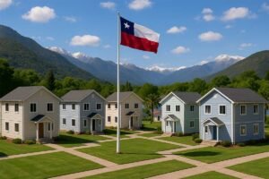 casa chilena moderna con llave y billetes