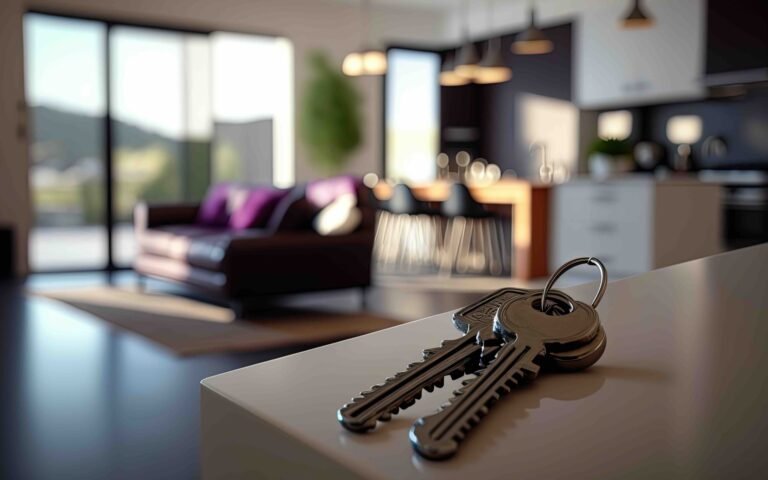 casa familiar moderna con contrato y llave