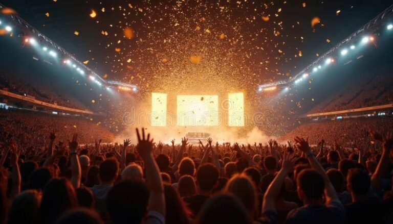 concierto de rock en estadio nocturno