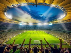 estadio de futbol con hinchas animando