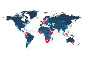 global finance network with chile map overlay