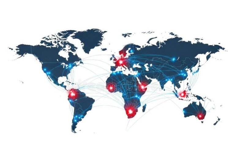 global finance network with chile map overlay