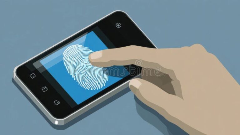 manos desbloqueando smartphone con huella digital