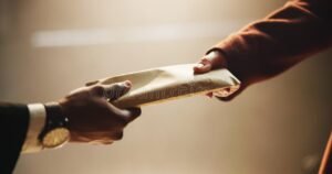 manos entregando dinero en estafa visual