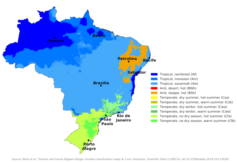 mapa climatico colorido de brasil anual