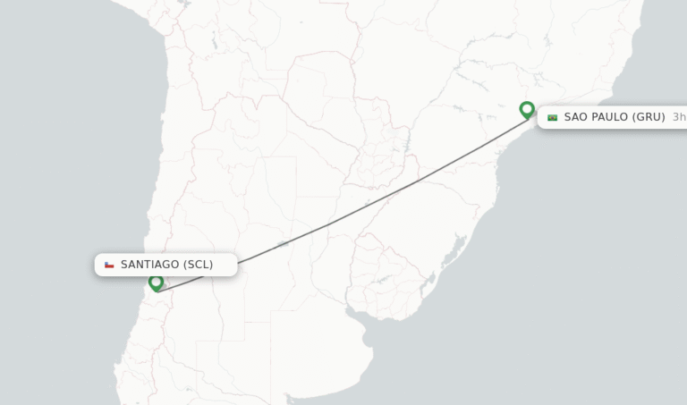 mapa con rutas aereas santiago sao paulo