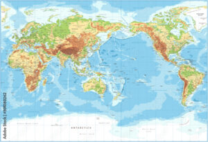 mapa ilustrado del oceano pacifico mundial