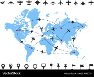 mapa mundial con rutas de viaje aereas