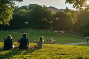 parque urbano con personas disfrutando actividades