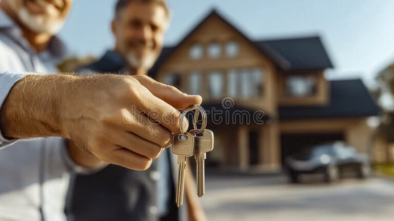 persona entregando llaves de departamento moderno