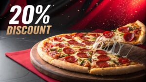 pizza apetitosa con cupon de descuento