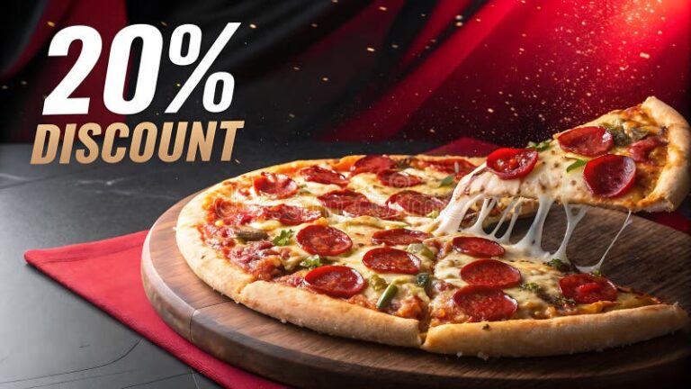 pizza apetitosa con cupon de descuento